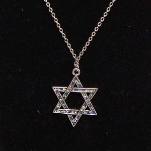 Patricia Locke Star Of David Necklace Silver Ciel Blue